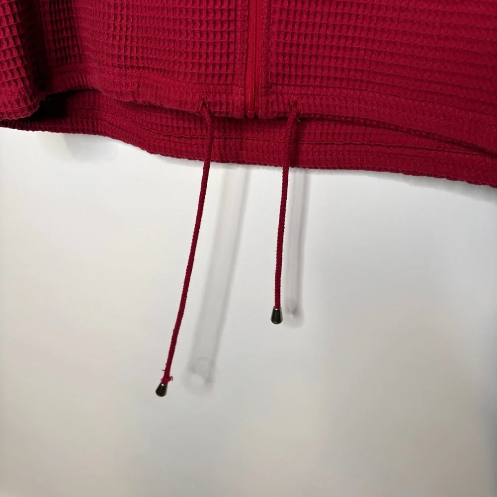 CJ Banks Waffle Knit Full Zip Hooded Sleeveless Vest NWT in Red Size 1X 16/18W